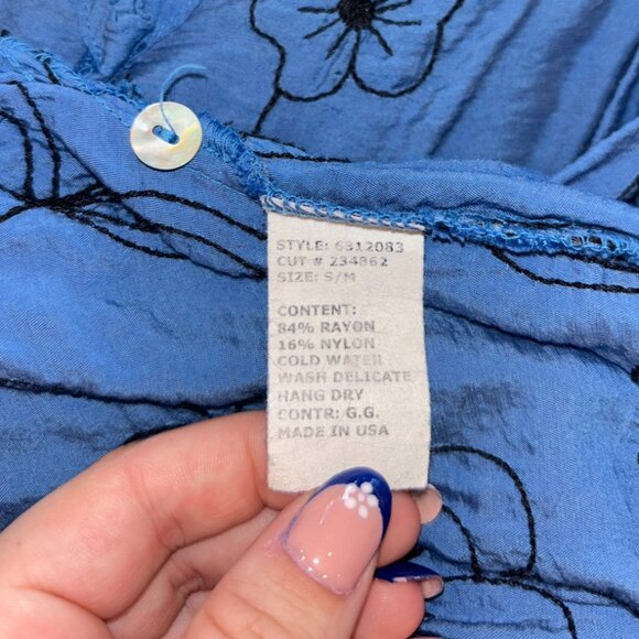 Cut Loose Blue Embroidered Wide-Leg Jumpsuit - Picture 3 of 3